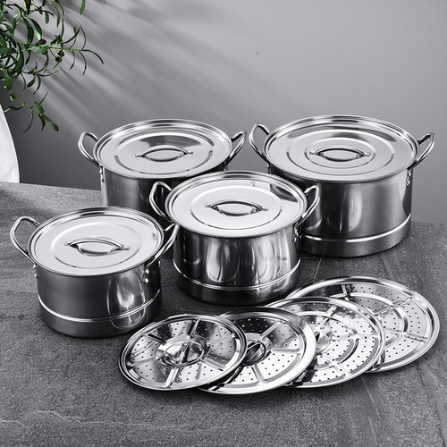 4pcs Vaporera Set De Acero Inoxidable Ollas Con Tapa Tableta