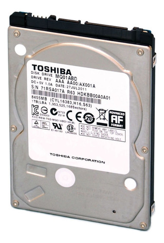 Disco Duro Interno Toshiba MQ01ABD100 De 1 Tb De 2.5 Pulgadas