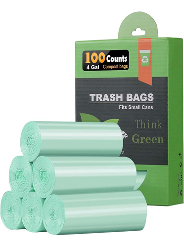 Bolsas De Basura, Pequeñas, 22 L X 100 Biodegradables, Verde