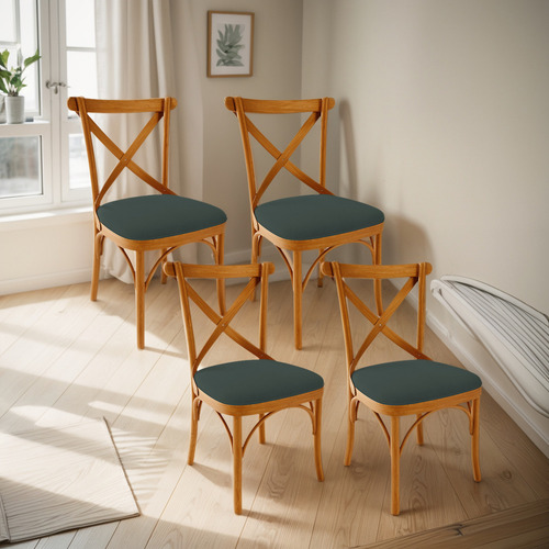 Kit 4 Cadeiras Sala Jantar Living Estofada Ávila Suede Verde