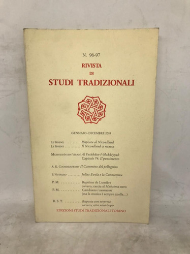 Rivista Di Studi Tradizionali Num 96 97 - Italiano - Usado 