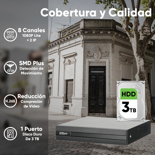 Kit Videovigilancia Dahua 6 Cámaras 2mp 1080p 3Tb baluns