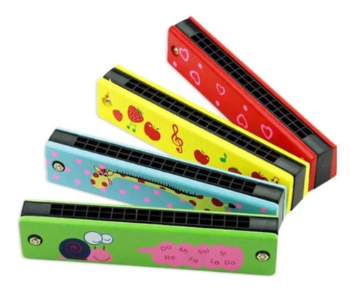 Armónica De Madera - Juego Musical Infantil 13 Cm Didáctico