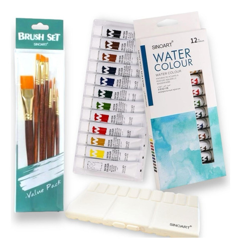 Kit Pinceis Sinoart  + Aquarelas + Gode Tampa 