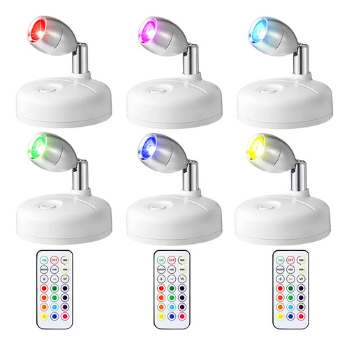 6 Piezas Rgb Led Spotlight Con Control Remoto, Foco De 13 Co