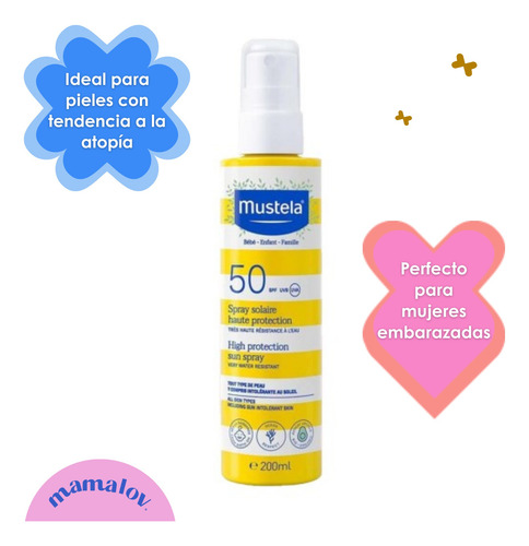 Protector Solar Mustela Spray 50+ 200ml Para Bebés