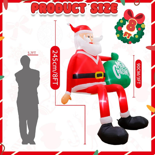 Inflable Papa Noel Trepador, Decoraciones Inflables Con Led