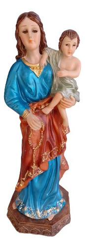 Virgen Del Rosario De 30 Cm, Resina Fina.