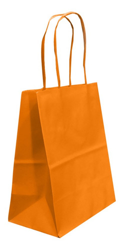 Bolsa de papel de color 16 cm x 13,5 cm x 8 cm, 10 unidades, color naranja