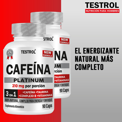 Cafeína Platinum Paquete 2 Piezas 90 Cápsulas Sabor Sin sabor
