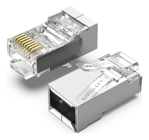 Ficha Plug Rj45 Cat6 Modular Blindada Metal X10 Vention