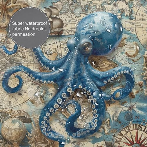 Cortina De Baño De Arte De Pulpo Pirata, Cortina De Baño Dec