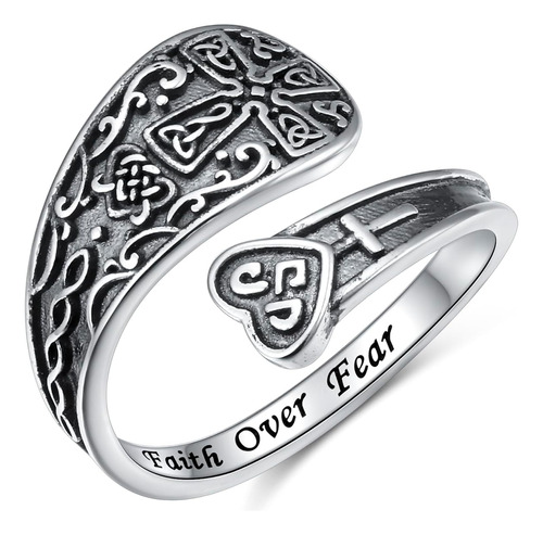 Anillo Ajustable Con Cuchara Cruzada Con Mensaje Faith Over