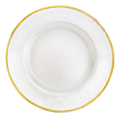 Set 6 Bajo Plato Base Gala Vidrio Redondo Color Blanco perla