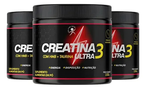 Creatina 3 Ultra - Creatina + Taurina + Hmb Nutriage Sabor N/d 3 Frascos