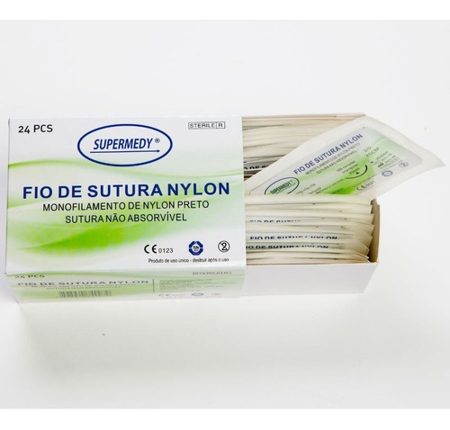 Fio De Sutura Em Nylon 4 Com Agulha 3,0 Cm Cx C/24 Unidade