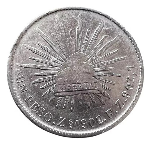 Moneda Un Peso Fuerte Porfiriano Plata Zacatecas Zs Fz 1902