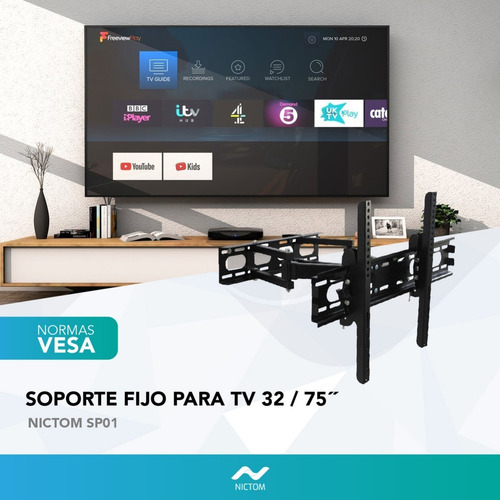 Imagen 2 de 5 de Soporte De Tv Led Lcd Smart Nictom Sp01 32 A 75 Móvil