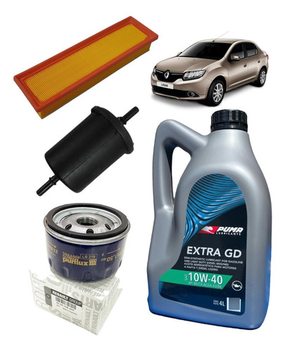 Kit Service X3 Filtro+ Aceite 10w40 Renault Logan K7m 1,6 8v