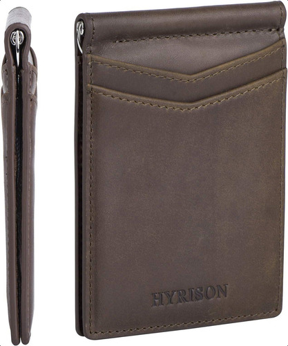 Cartera Hyrison Cuero Genuino, Bolsillo Frontal Plegable Con