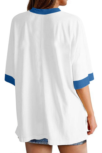 Camisa Extragrande De Patchwork Con Dobladillo Dividido Para