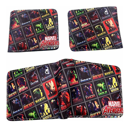 Cartera Corta De Dos Pliegues De La Serie Superhero, Con Dib