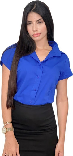 Camisa Feminina Manga Curta Elegante Luxo Barato Sku:cmc11