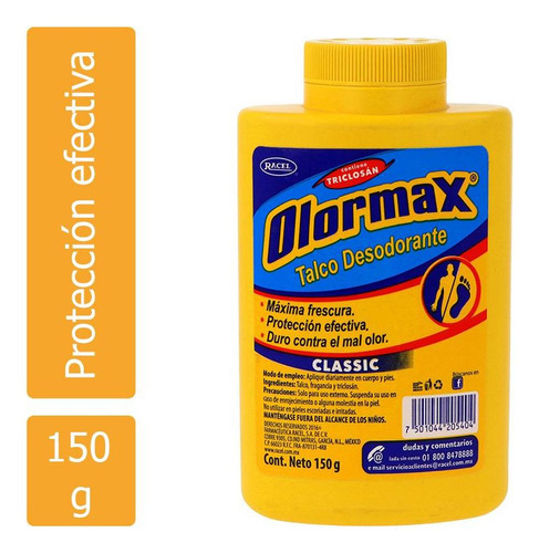 Talco Desodorante Olormax Classic Frasco Con 150 G