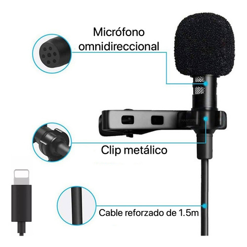 Micrófono Lightning Pechero Lavalier Solapa