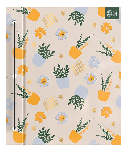 Carpeta Escolar 2 Tapas N°3 Natural Flores Ppr Big Pocket