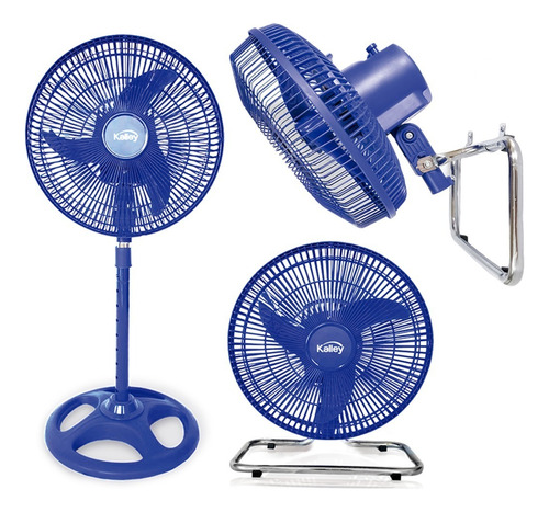 Ventilador 3 en 1 Kalley K-V40 azul con 3 aspas de  polipropileno, 10.24" de diámetro 120 V