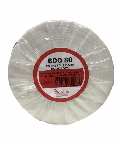 Entretela Bdo 80 Bordado Firorella 90cm X 100m Rasgo Fácil Cor Branco