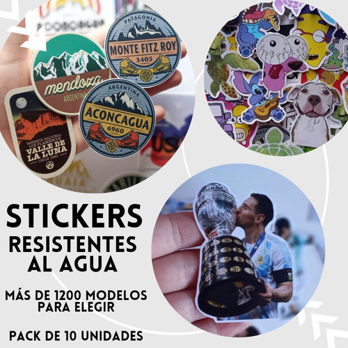 Stickers, Calcos, Resistentes Al Agua, Pack X10 Unid