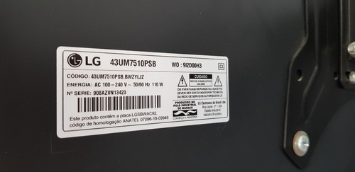 Tv LG 4k 43um7510psb Tela Quebrada.