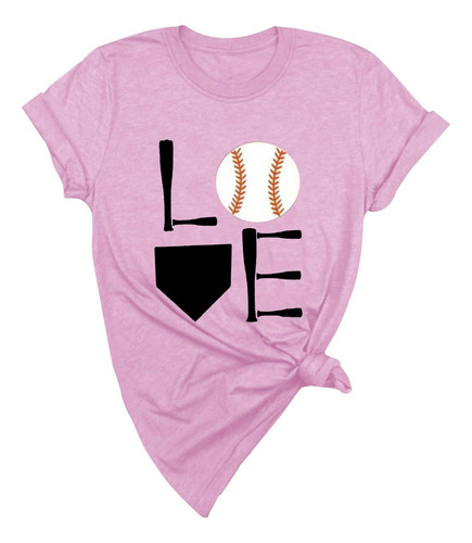 Linda Camisa De Béisbol Para Mujer, Con Estampado De Amor