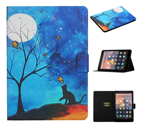 Funda De Piel Con Tapa Para Kindle Fire Hd7 (2019)