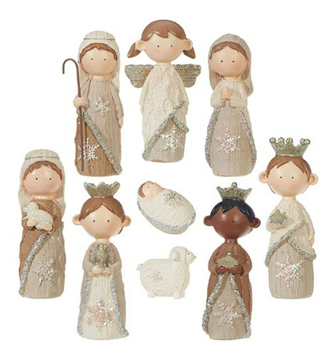 Conjunto De Natividad Navideña De 9 Piezas De Tejido Falso D