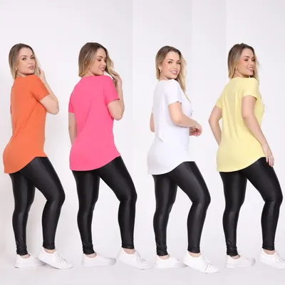 Kit 4 Blusas Longas Fitness Comprida Sobre Legging Caminhada