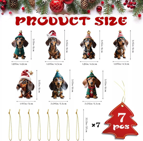Wv Colgante De Perro Salchicha De 14 Piezas Con Decoración