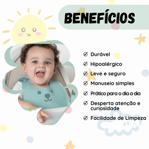 Babador Em Silicone Com Pega Cata Migalhas Atóxico Infantil