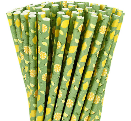 200 Popotes De Papel De Limón Para Fiesta Temática De Frutas
