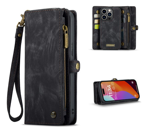 Caseme - Funda Tipo Cartera Para iPhone 15 Pro Max, Con Cier