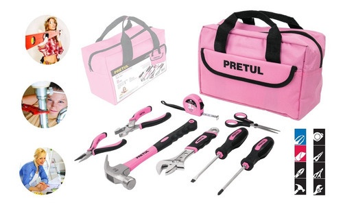 Set Herramientas 8 Pzas Color Rosa 21251 Pretul