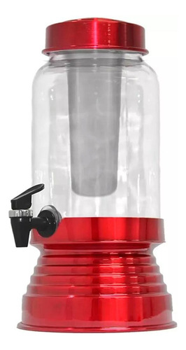 Torre Cervejeira Vidro E Dispenser Gelo 3l Vermelho Mesclado