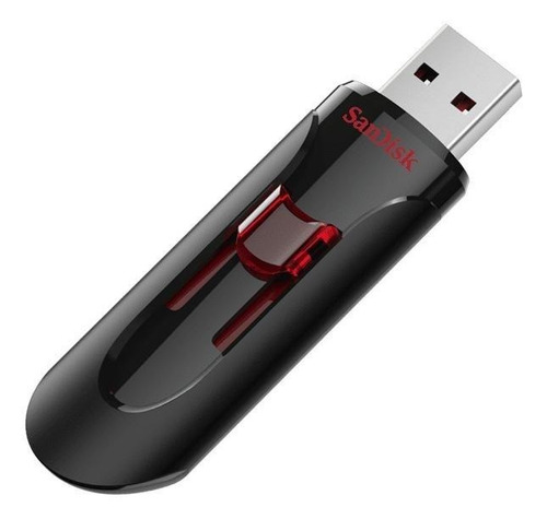 Imagen 3 de 5 de Memoria USB SanDisk Cruzer Glide 32GB 3.0 negro y rojo