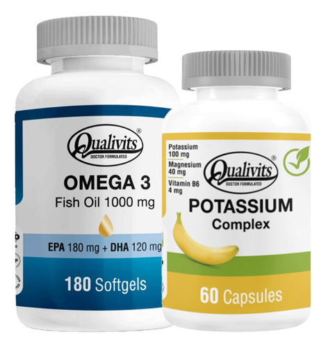 Potasio Complex, Magnesio + Omega 3 180 Cápsulas - Qualivits
