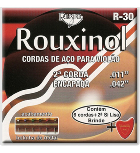 Encordoamento Rouxinol Violao Aco Encapado C/niquel R30