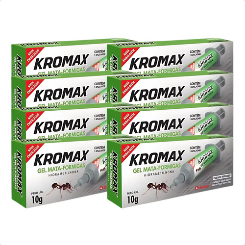 Kit 8 Inseticida Veneno Mata Formiga Kromax Seringa Gel Elimina Ninho e Colônia Controle de Pragas