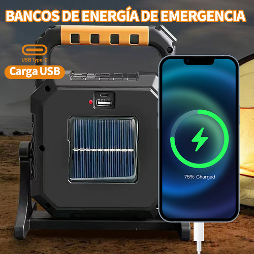 Lámpara Multifuncional Para Trabajo Powerbank Portátil Solar