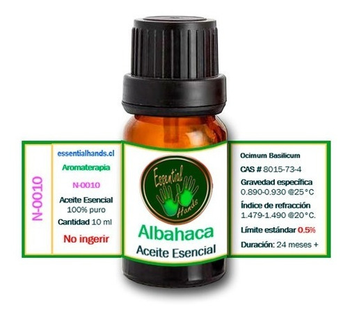 Imagen 1 de 1 de Albahaca 10 Ml - Aceite Esencial - Aromaterapia